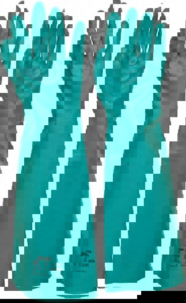 Series 37-185 Chemical Resistant Gloves: Size Large, 22.00 Thick, Nitrile, Nitrile, Unsupported,